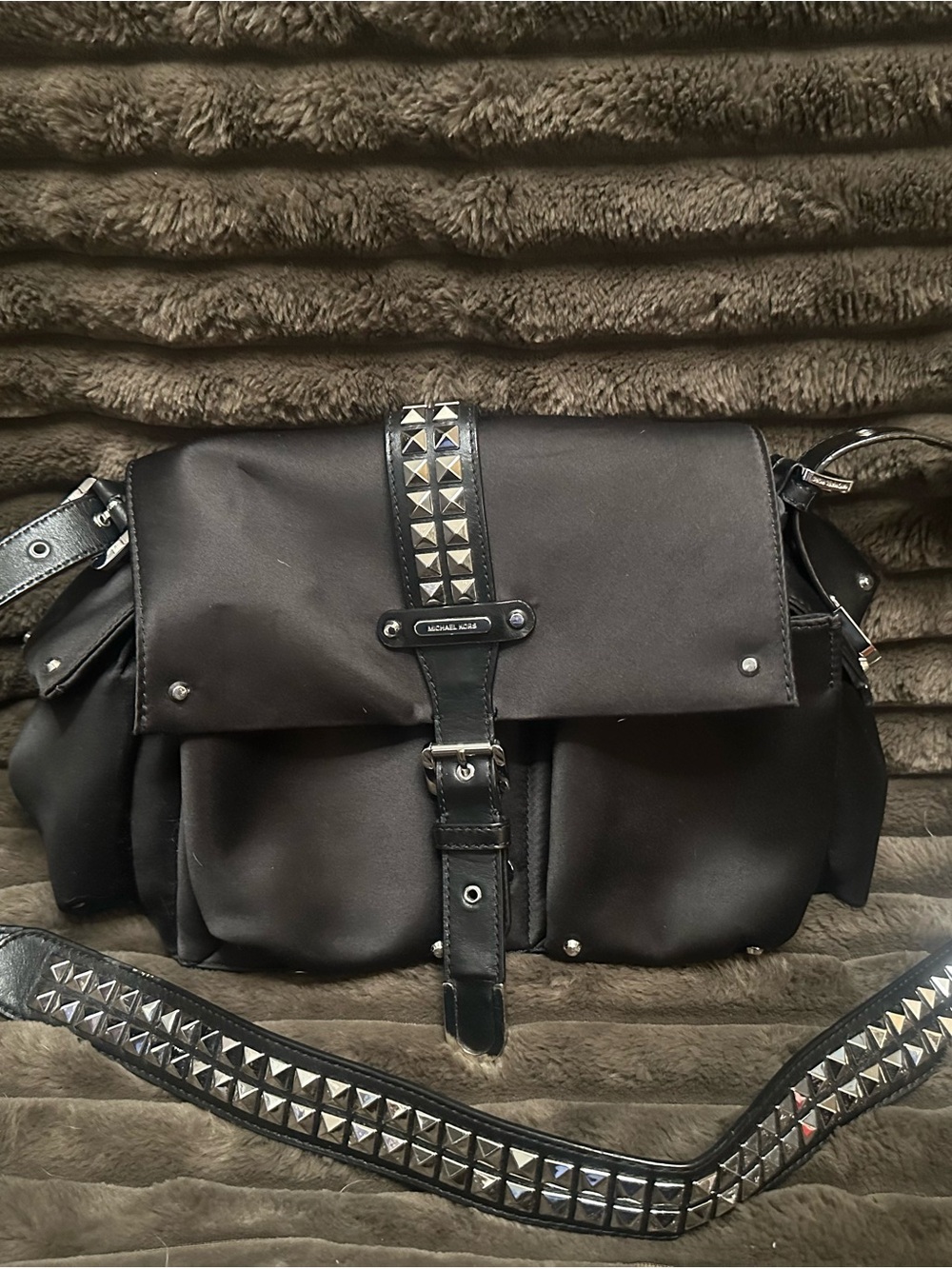 Michael Kors Black Studded Messenger Crossbody